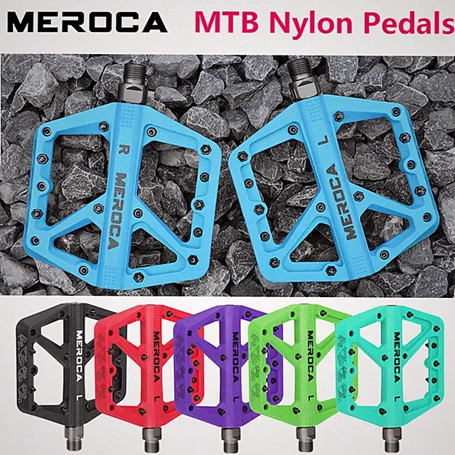 1 Pair MEROCA Bike Nylon Pedals 9/16" Sealed Bearing MTB Road Bicycle Flat Pedal