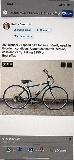 26 21 Speed Teal Green Bianchi Bike. Hardly Used In Excellent Condition.