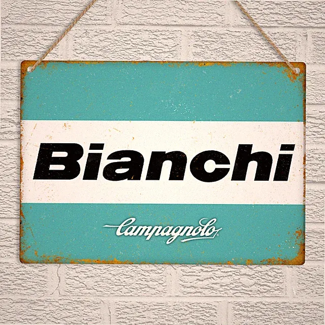 BIANCHI CAMAGNOLO Vintage Retro Style Metal Tin Wall Sign Bike Cyclist Tour Giro
