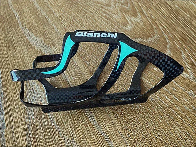 Bianchi carbon fiber water bottle cage celeste green blue black road bike