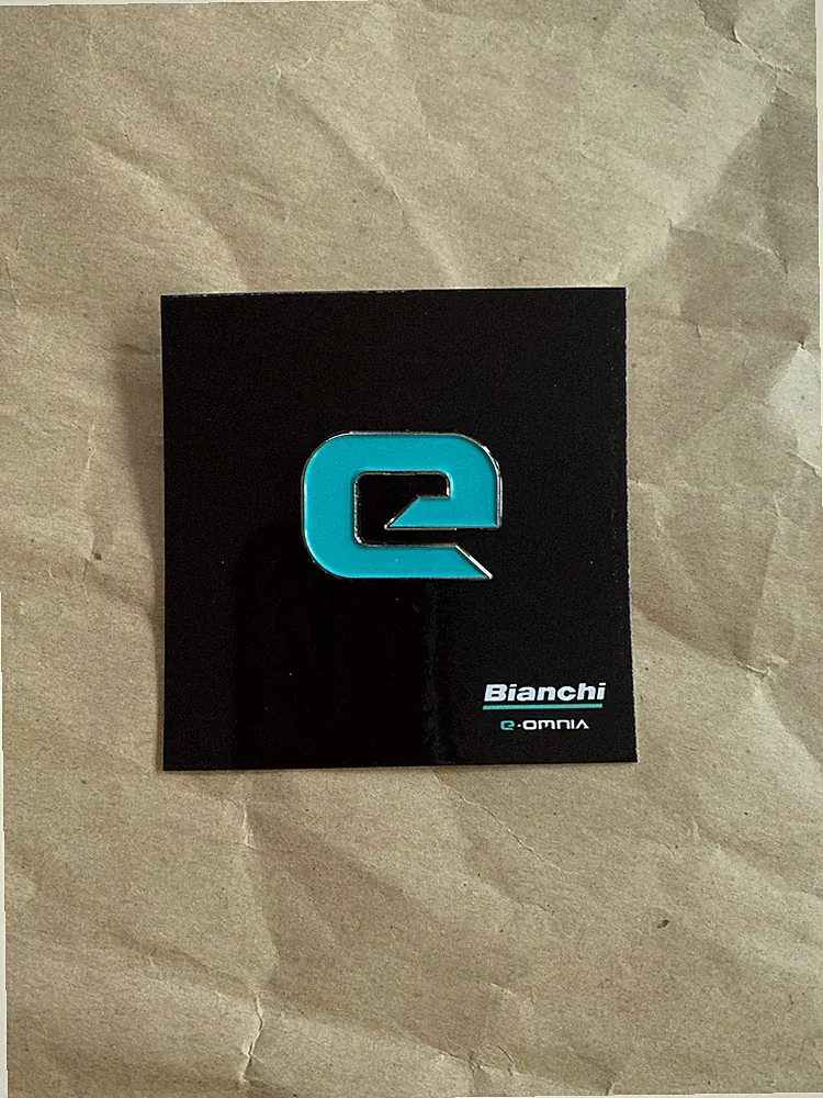 Bianchi "e-Omnia" logo electric bike pin pinback, NEW