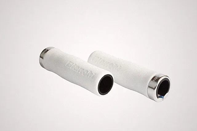 Bianchi Foam MTB BMX eBike City Cycle Handlebar Grips White Silver-Rings Bike