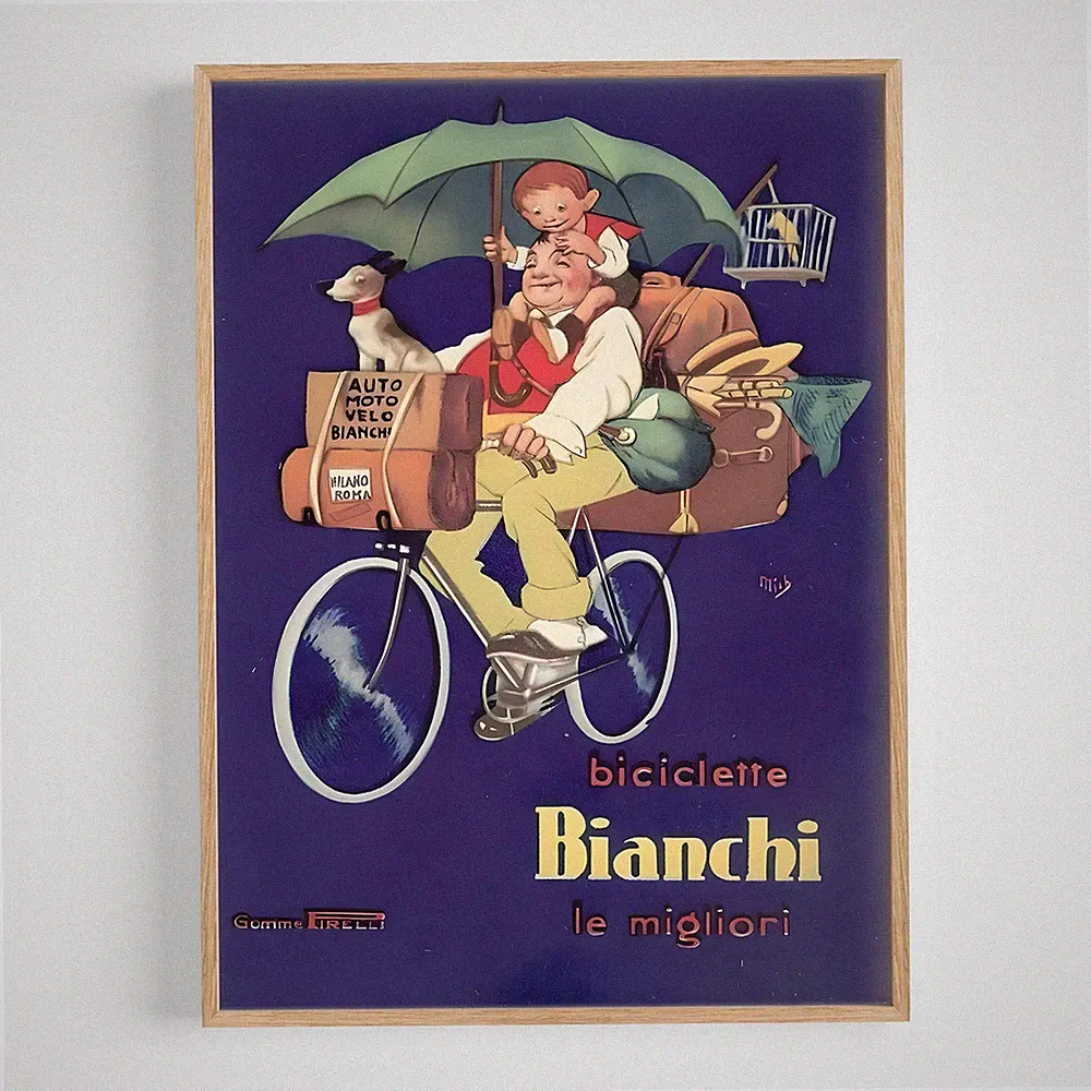 Biciclette Bianchi le ligliori Libeaux (France) Bicycle 1920 Retro Vintage Post