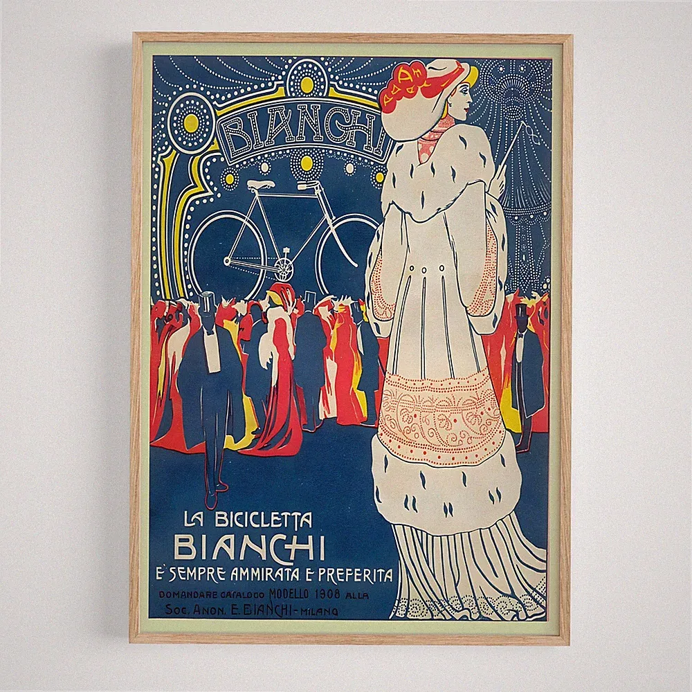 La Bicicletta Bianchi (Italy) Bicycle 1908 Retro Vintage Poster Print