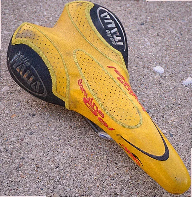 Selle Italia Oktavia Yellow Embroidered Vintage Bike Seat Marco Pantani Bianchi