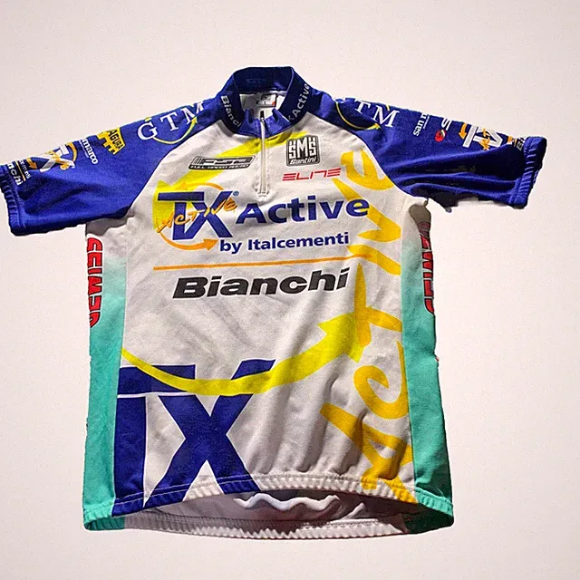 SMS Santini Cycling Jersey Mens LG White Bianchi Jersey Biking Riding Training