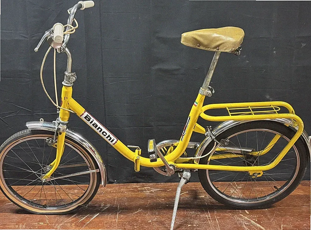 Vtg 70s Yellow Bianchi Folding Bike Bicycle Nealco Italy A+ Original Survivor